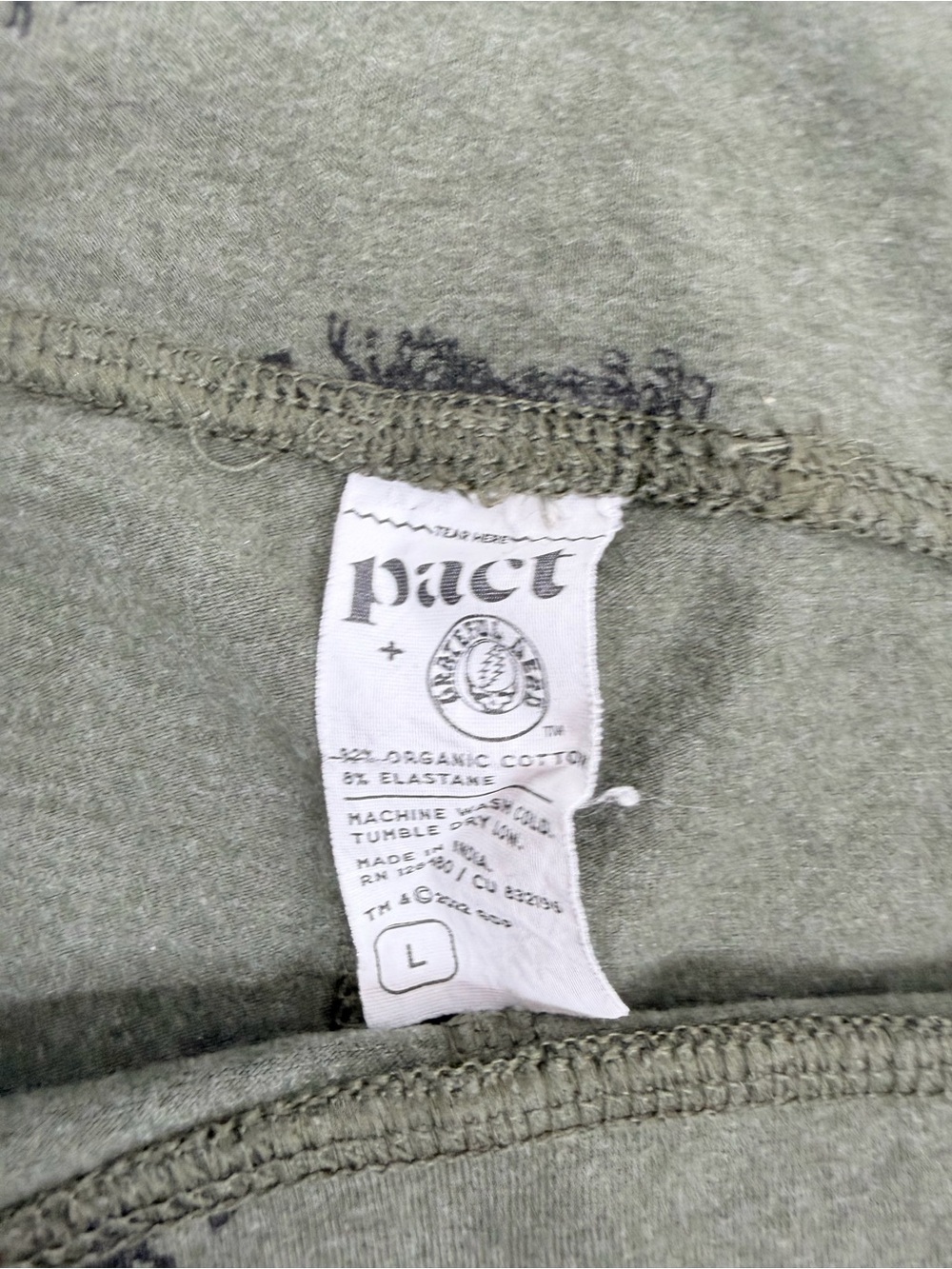 Pact Women’s Size Large Olive Green Grateful Dead Leggings - Picture 9 of 12
